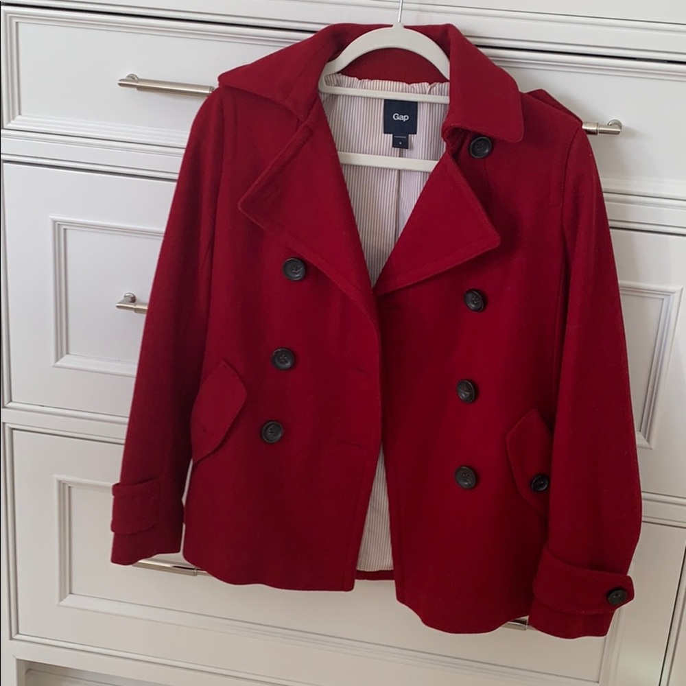 Gap cranberry red double breasted jacket size Sm